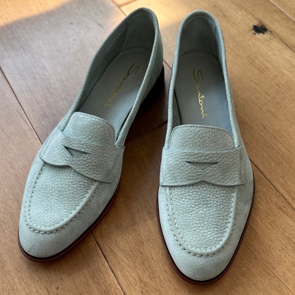 Santoni Women's RARE Pebble Nubuck Penny Loafer